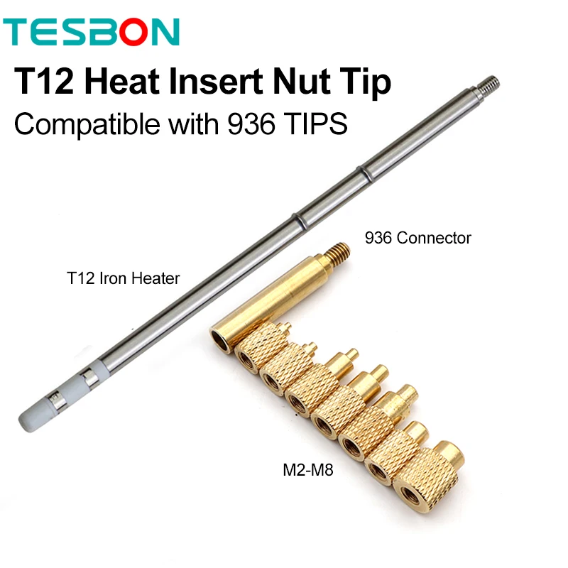 3D Printed Parts Hot Melt Nut Embedded Insertion Tipl M2 M3 M4 M5 M6 M8 for Quicko T12 Soldering Iron Heat Set Insert Tool