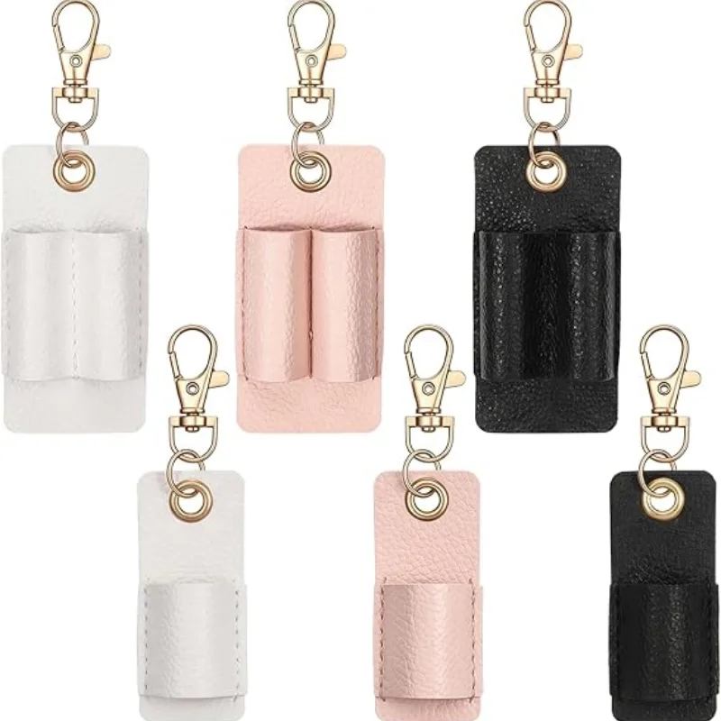 Leather Pen Holder, Lanyard Holder Attachment Supplies Black White Pink Pen Holder with Anti-Lost Leather Badge Not Easy to Dama