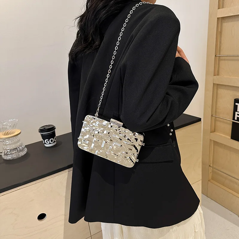 Rectangular Bags Women\'s Shoulder Bag Female Chain Purse Exact Replicas Clutch Brands Half Moon Luxury Designer Trend 2024