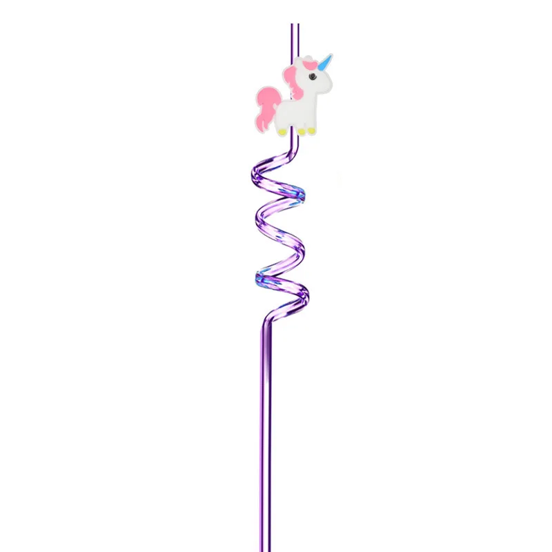 Unicorn Cartoon Good-looking Straw PET Reusable Spiral Straw Unicorn Birthday Wedding Party Children Adult Cute Straw