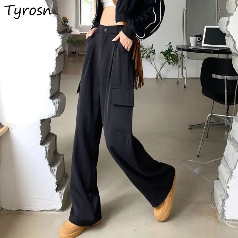 

Casual Pants Women Minimalist Pure Classic Loose All-match Korean Style Popular Daily Cozy Trousers Streetwear Retro Design New