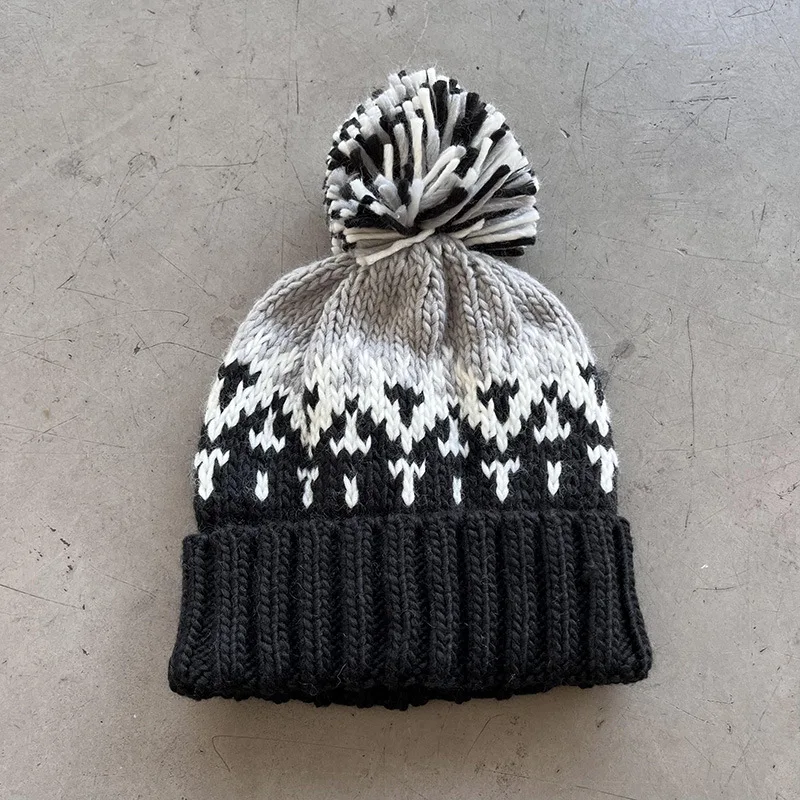 Cute Pom Pom Beanie for Women Men Thick Warm Knitted Wool Winter Hat Outdoor Warm  Plush Fleece-lined Warm Cap Beanies Bonnet