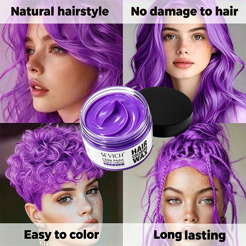 Valentine's Day DIY Hair Dyed Mud Halloween One-Time Hair Coloring Wax Hair Colour Cream for Eyebrow Beards Coloring Styling