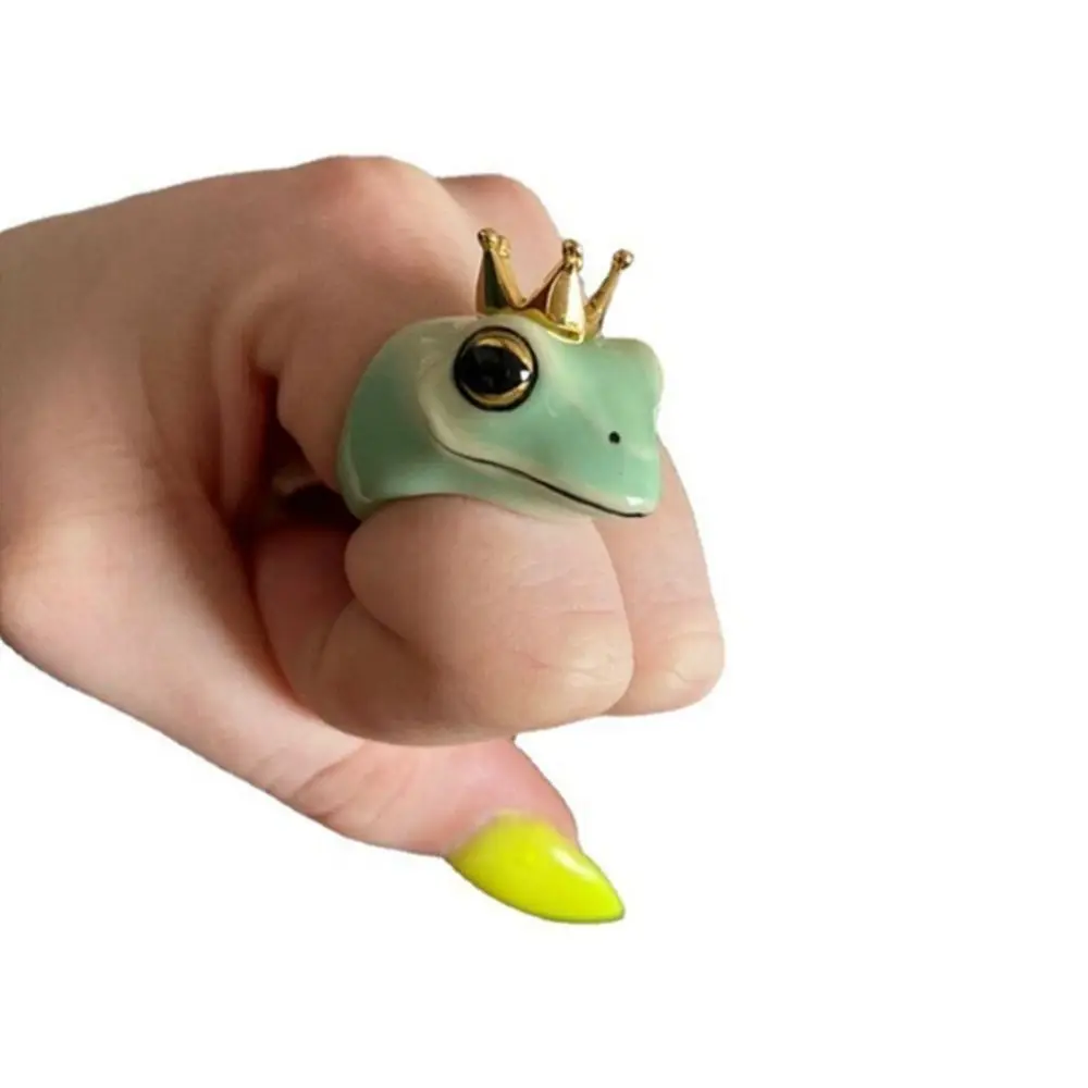 Модное Оригинальное кольцо в форме короны лягушки регулируемое кольцо из сплава милые ювелирные изделия в форме животного аксессуары для мужчин