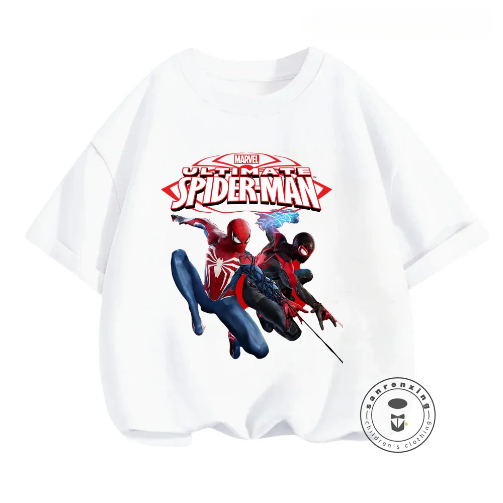 Awesome Summer Street Fashion with Marvel's Avengers Spider-Man T-Shirts Cool Cartoon Prints on Stylish Tops for Boys and Girls