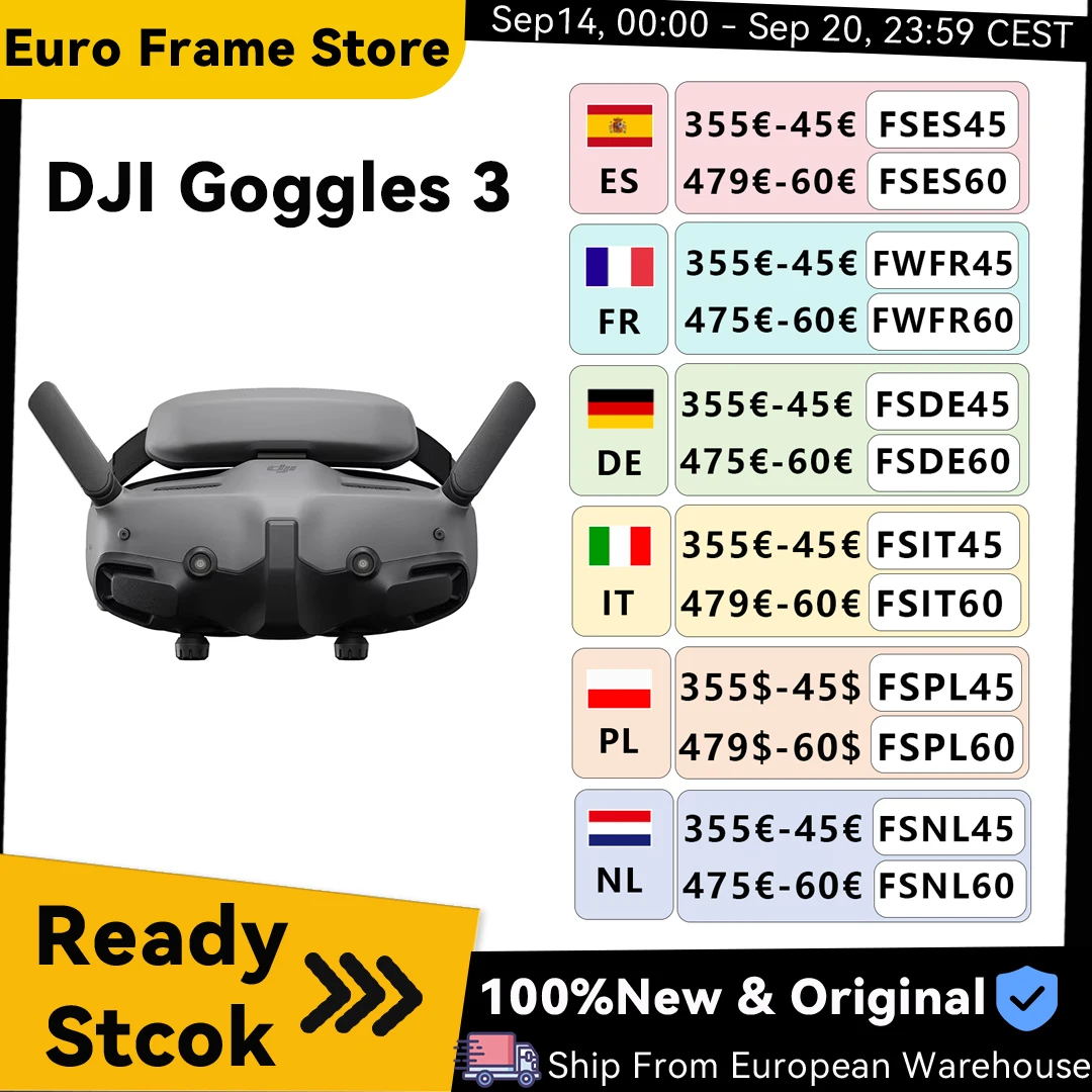 DJI Goggles 3 FPV-Brille mit Micro-OLED-Bildschirmen für Immersives Flugerlebnis, O4 HD-Videoübertragung, Kabellos, Neu Original