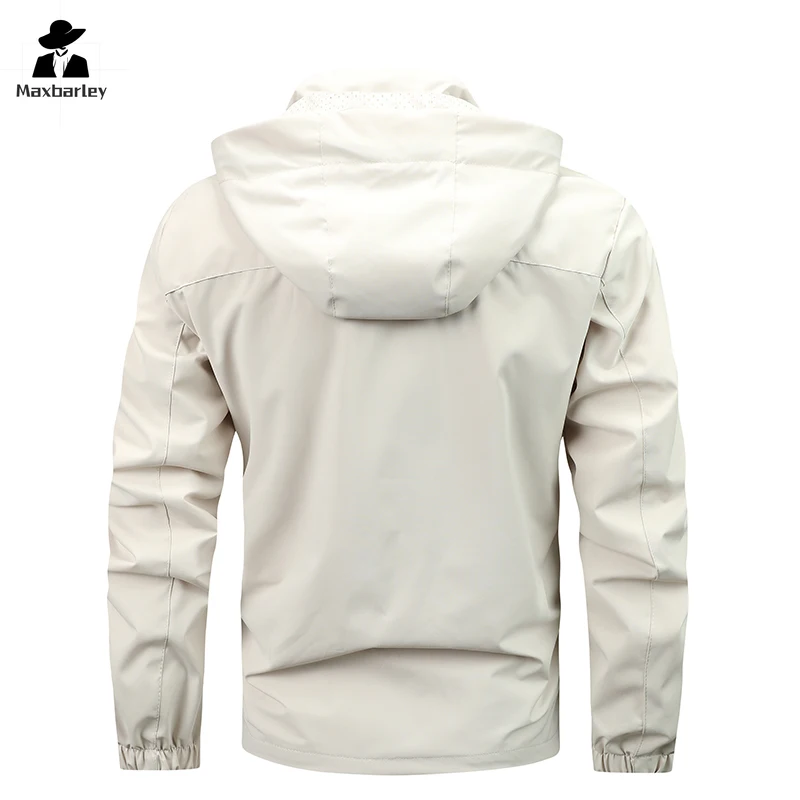 Outdoor Waterproof Windbreaker Men's Autumn Casual Multi-function Pocket Hooded Coat Climbing Mountaineering Boxing Work Jacket