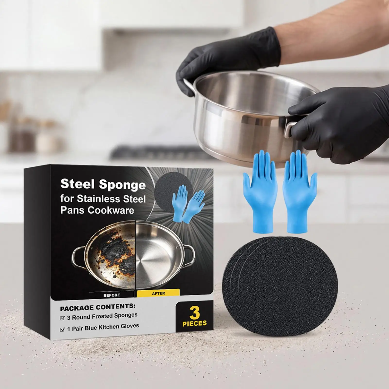 Stainless Steel Pan Sponge Cookware Cleaning Tool Stainless Steel Pot Scrubber For Chefs Parents Homeowners Renters Bakers Grill