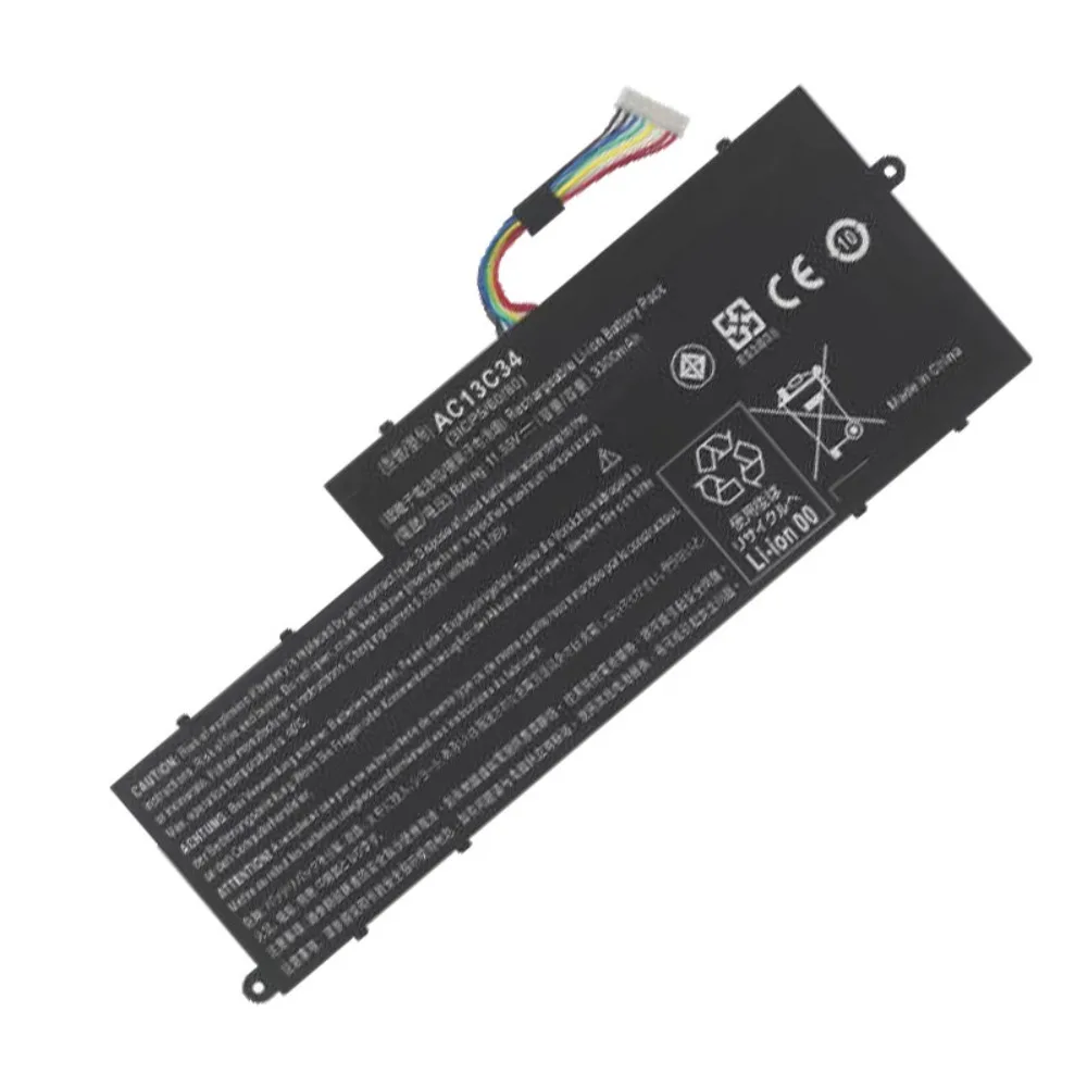Original AC13C34 KT.00303.005 11.4V 30Wh 2640mAh Laptop Battery for Acer Aspire E3-111 E3-112V5-122P MS2377 V5-132 3-Cell Li-ion