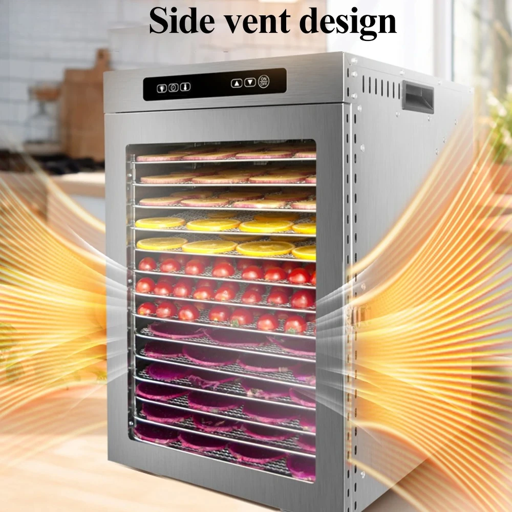 14 Trays Home Food Dehydrator for Pet Snacks/Dried Fruits/Fish/Meat/Fruits and Vegetables/Food Drying Machine Stainless Steel