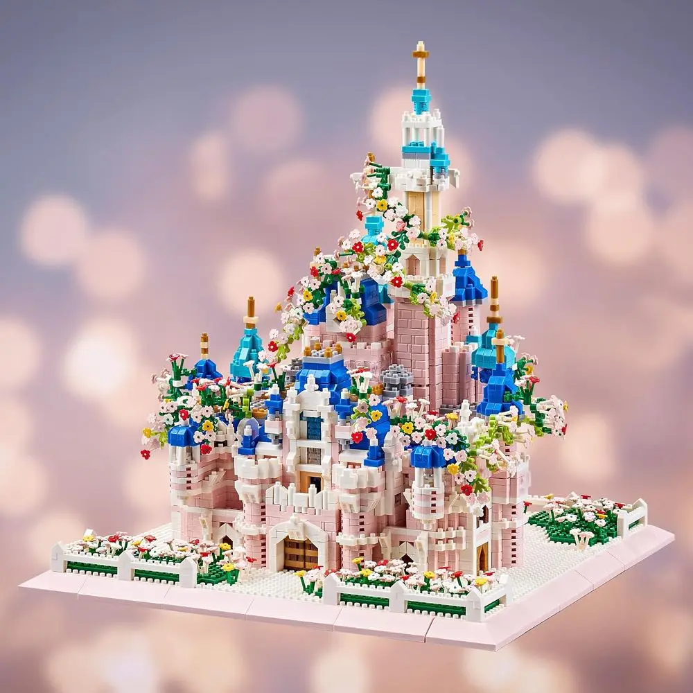 Kit de construction de château architectural sur le thème de la fleur : ensemble de plus de 4000 pièces pour adolescents et adultes - Édition améliorée