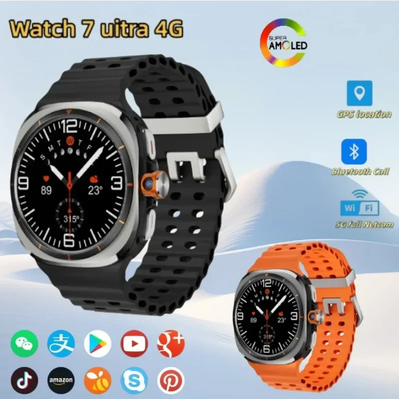 

Новинка 2025 года, умные часы W7 5GFitness, полная сеть, GPS, NFC, дисплей информации о вызове, мужские спортивные часы, загрузка приложения