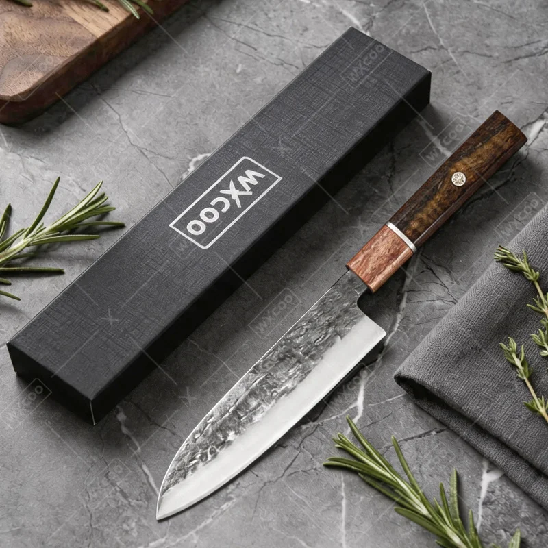 WXCOO Handgeschmiedetes Santoku Japanisches Kochmesser Fleischbeil Professionelle Küchenmesser Sashimi Handgefertigte Klinge Kochutensilien
