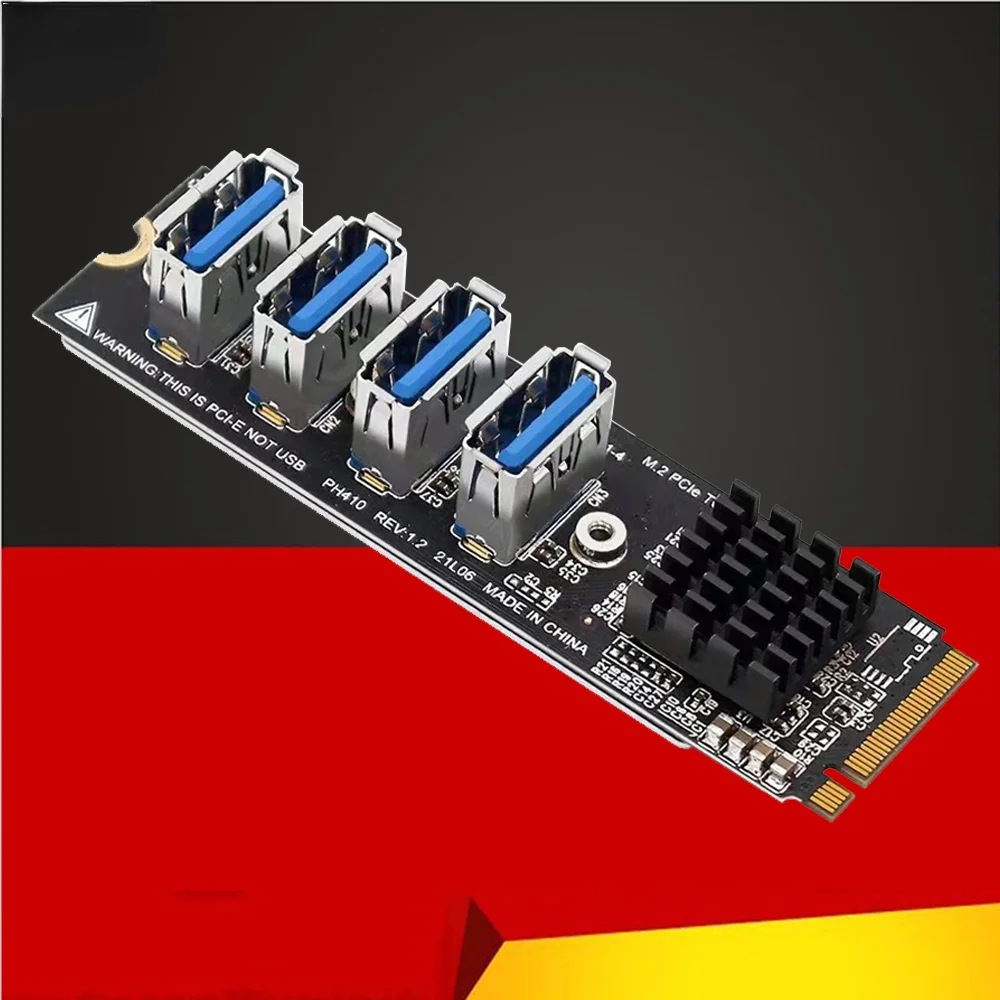 NEW M.2 PCIE Riser Card for 4-port MKEY PCI-E X1 Adapter Module 1 To 4 Expansion Board