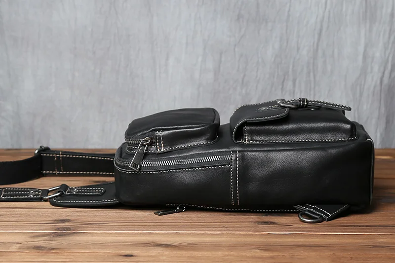 Neue Echtes Leder männer Brust Tasche Handgemachte Top Schicht Rindsleder Umhängetasche Große Kapazität Schulter Tasche Trendy männer tasche NZPJ – Detail 8