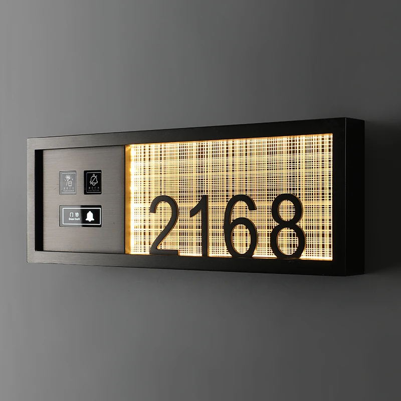 Hotel Project LED Customized Room Number Door Signs Digital Door Plate With DND Switch Light