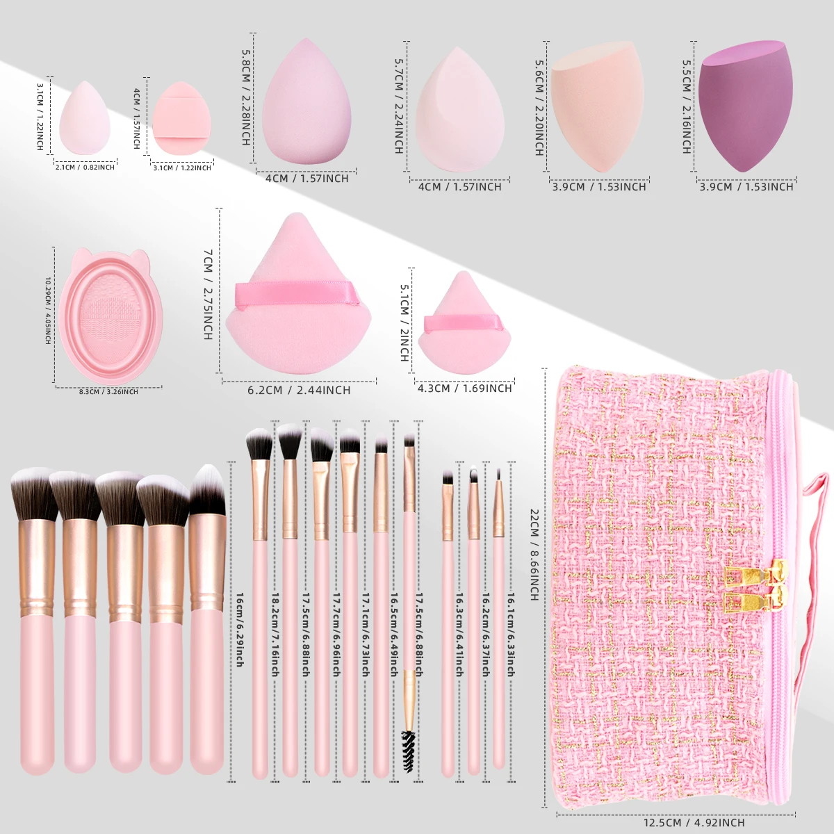 مجموعة أدوات مكياج مكونة من 30 قطعة، سهلة الحمل، مكياج مناسب للمبتدئين، مناسبة لجميع أنواع البشرة.