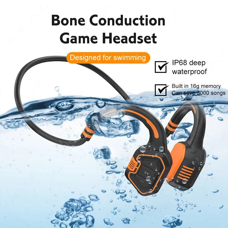 Bluetooth 5.1 Earphones Bone Conduction IPX8 Waterproof TWS Wireless Headphones Sports Outdoor Running Earbuds with Microphone