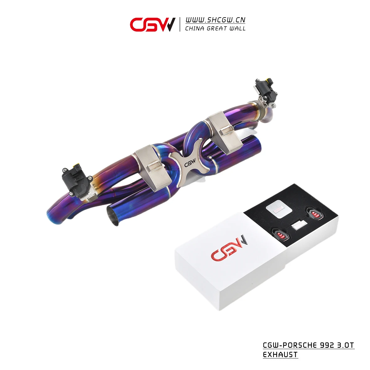 CGW Titanium Purple Burnt Valve Exhaust Muffler Pipes Catback with Remote Control for  911 992 3.0T 2020