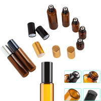 10Pcs 1/2/3/5/10ml Mini Amber Glass Roller Balls Bottles Roll on Vials Roller Containers for Aromatherapy Essential Oil Perfume