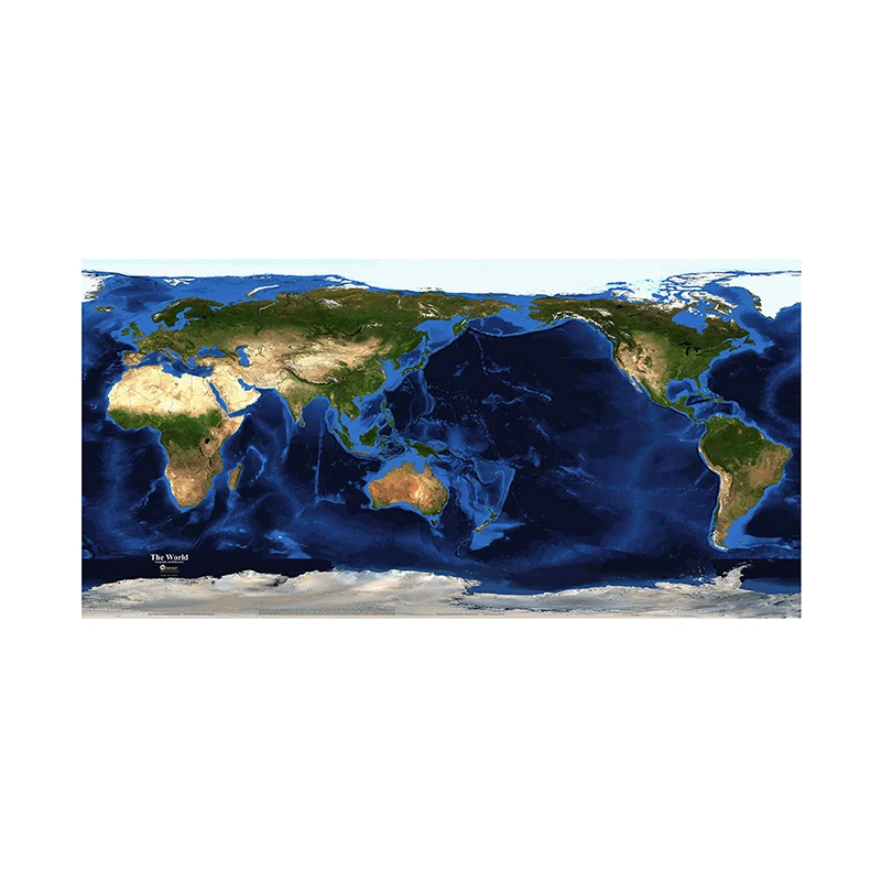 Carte satellite de la topographie mondiale et de la bathymétrie, tableau décoratif, peinture en aérosol non tissée, 150x225cm