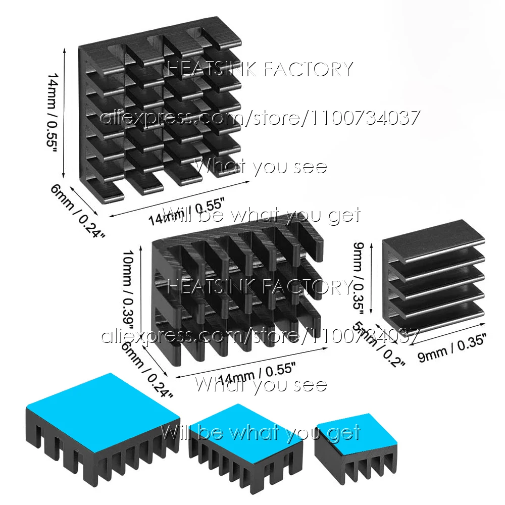 Factory 3pcs/set DIY All Aluminum Heatsink Kit Set With Thermal Adhesive Tape Copper Heatsinks Apply for Orange Pi 3B