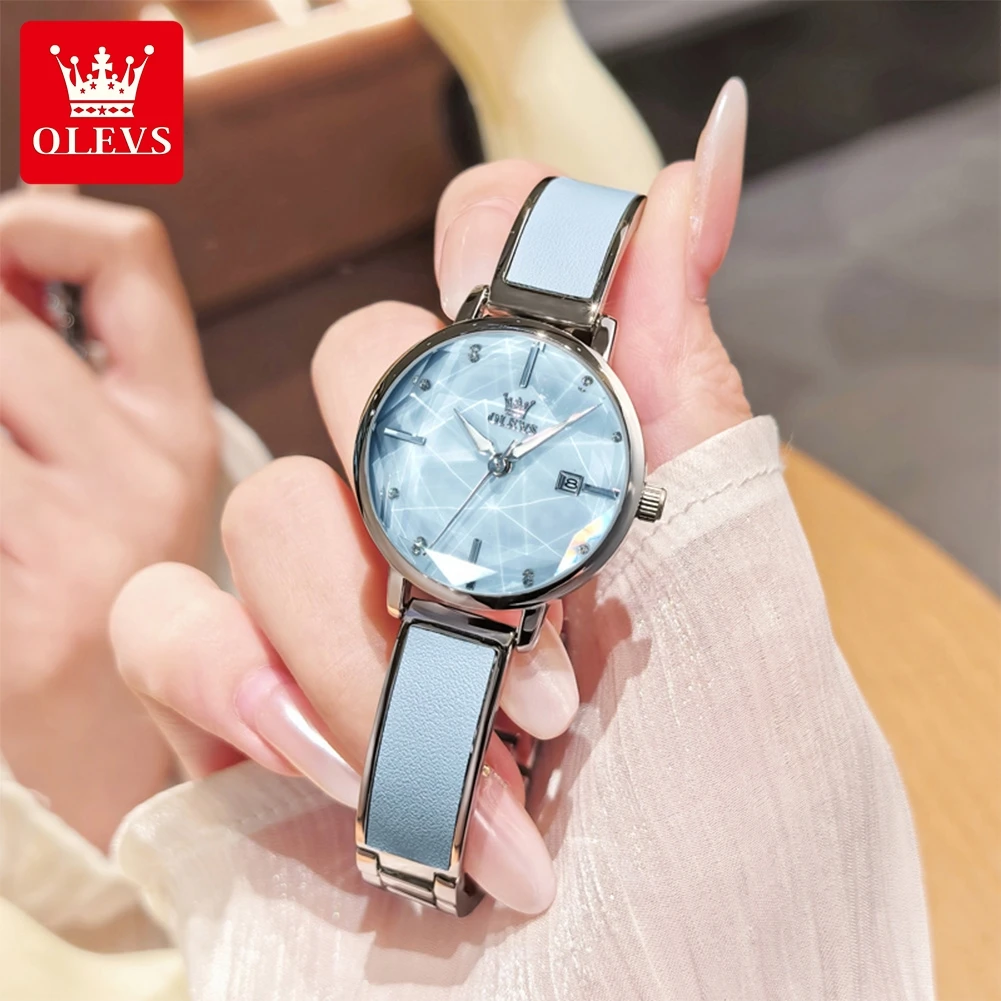 OLEVS 5656 Womens Watch Elegant Luxury Square Quartz Watch Scale Waterproof Luminous Automatic Date Ladies Watch Gifts Original