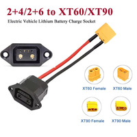 2+4 2+6 Socket to XT60 XT90 Male Female Electric Vehicle Lithium Battery Charge Cable 2+6 to TX90 4 Square New Energy Power Line