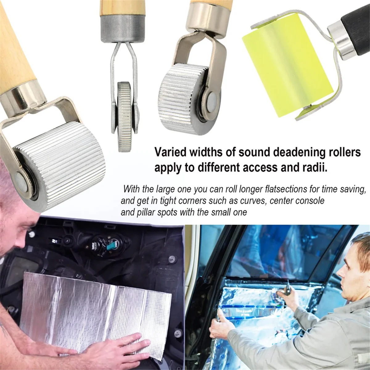 Nuovo rullo sonoro, strumento rullo fonoassorbente Rullo fonoassorbente per auto Set di rulli fonoassorbenti, rullo di cucitura 4 pezzi