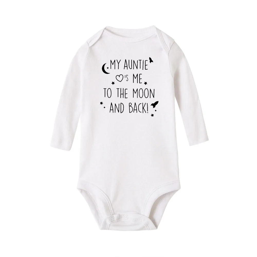 Baby Bodysuit My Auntie Take Me To The Moon and Back Print Newborn Baby Boy Long Sleeve Clothes Fashion Casual Best Gifts