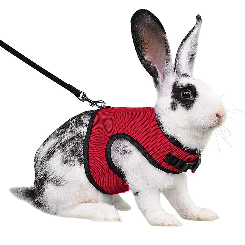 Arnês macio ajustável com trela elástica para coelhos Arnês Bunny Vest Harness Suit para Ferret Kittn Puppy Small Animals