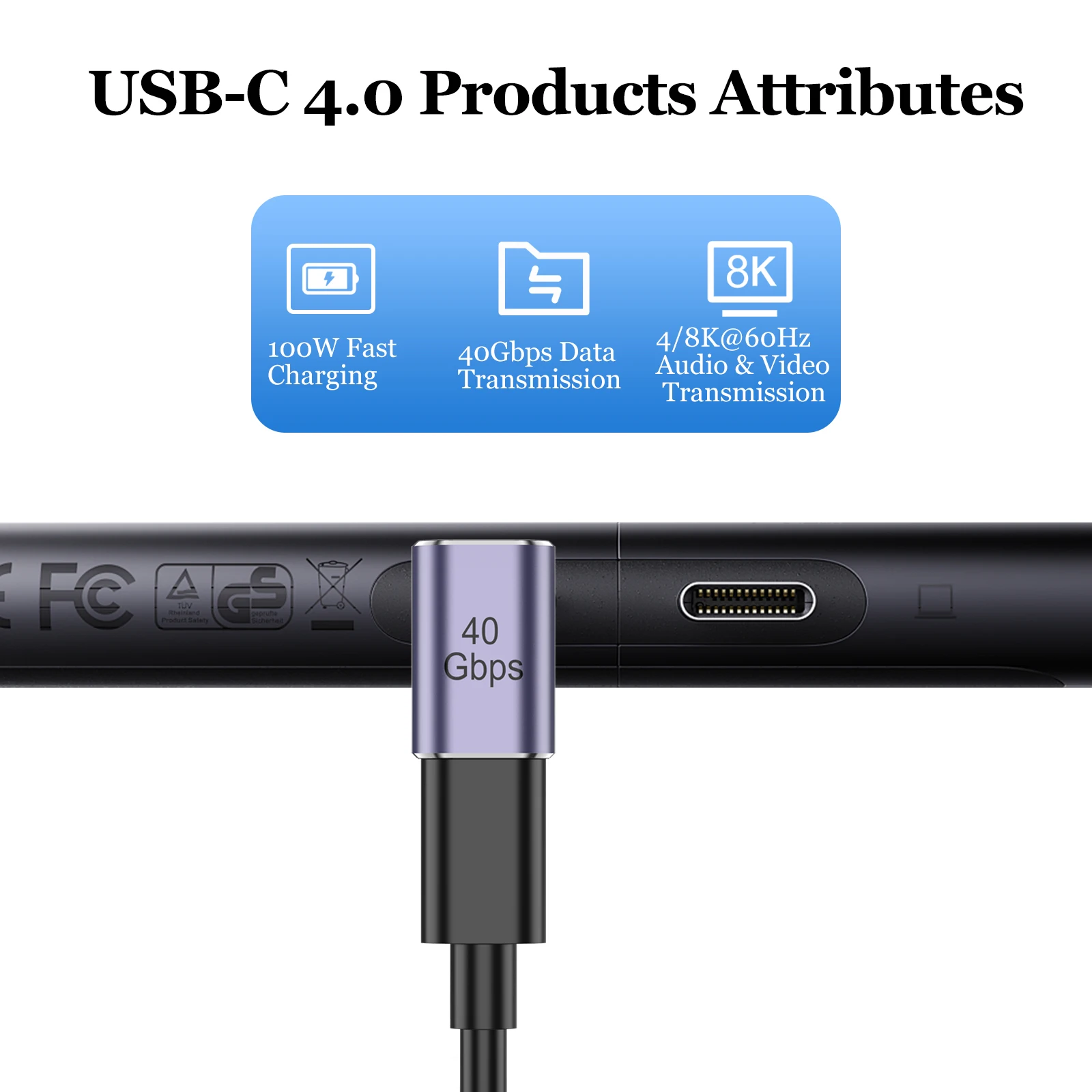 Адаптер USB C 4.0 USB-C к USB-C 4 40 Гбит/с OTG Удлинительный кабель-адаптер типа C «папа-мама» для ПК, ноутбука, смартфона