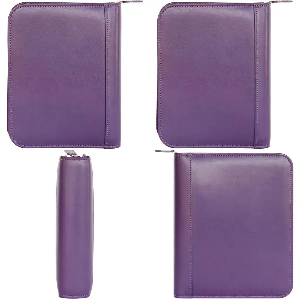 

Leather Zippered Compact Planner in Plum Color
