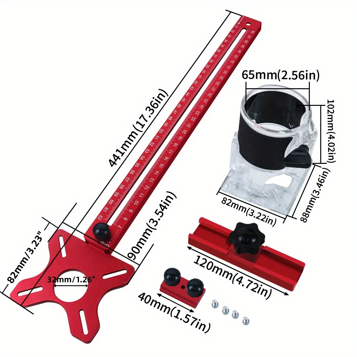 4 in 1 Router Milling Groove Bracket Woodworking Cabinet Hardware Jig Aluminum Punch Groove Bracket Router Circle Cutting Jig