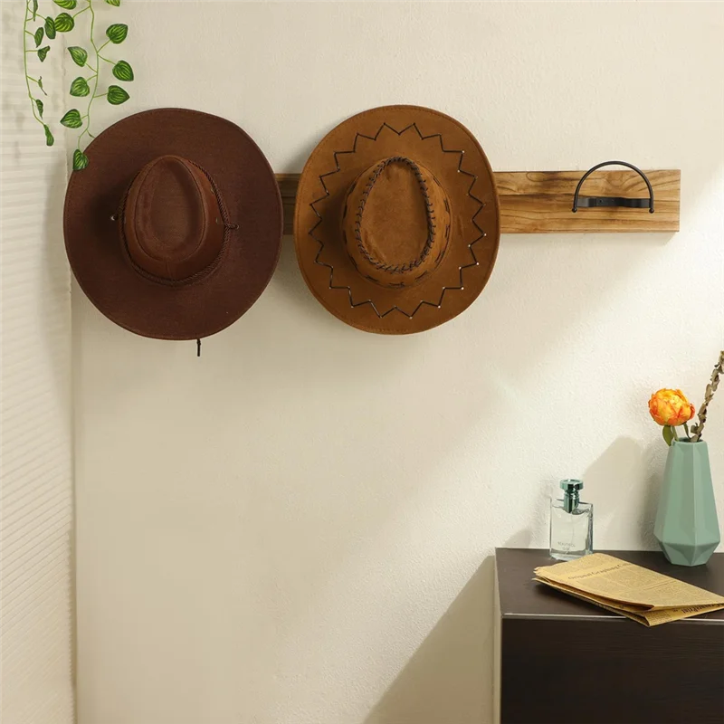 

Practical-Cowboy Hat Rack Cowboy Hat Holder Hat Hanger Wall Mount Black Hat Hooks For Display(A Beautiful Gift)
