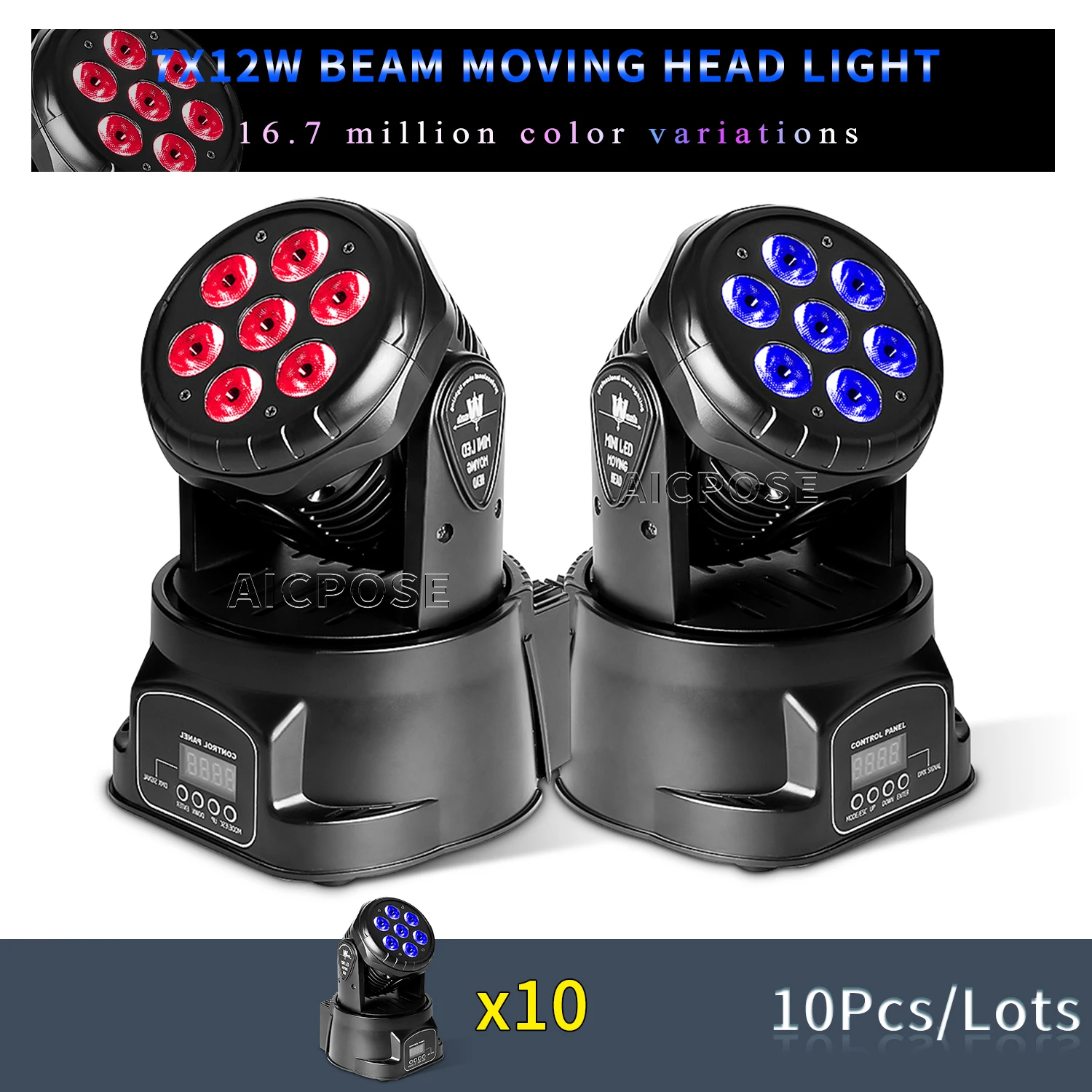 

10Pcs/Lots LED Moving Head Light 7x12W RGBW 4 in 1 Stage Light DMX512 Control DJ Disco Equipment Bar Dance Floor Lighting