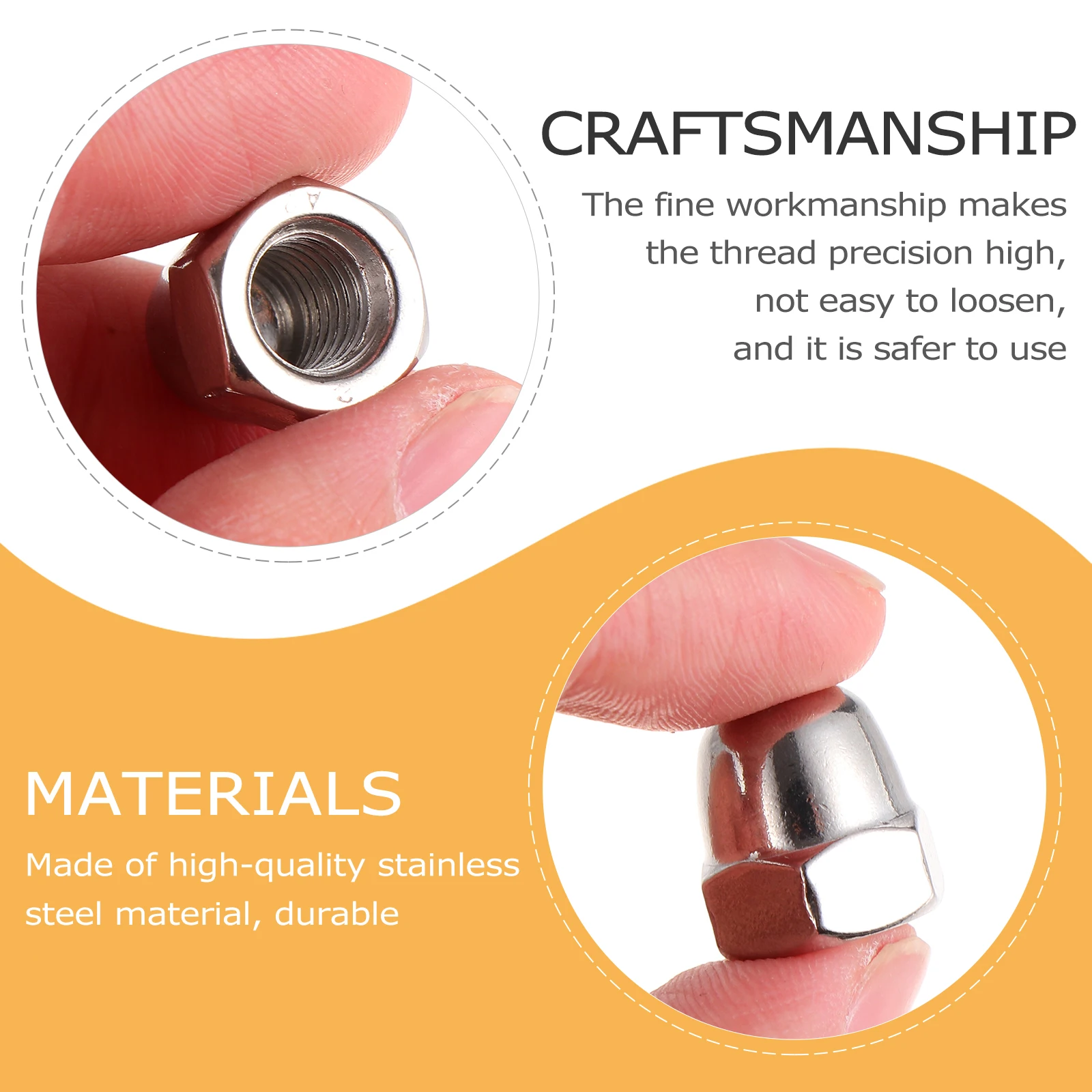 

50 Pcs Nuts Stainless Steel Silver Finish Acorn Dome Nut Anti Corrosion Hexagonal Nuts For Equipment