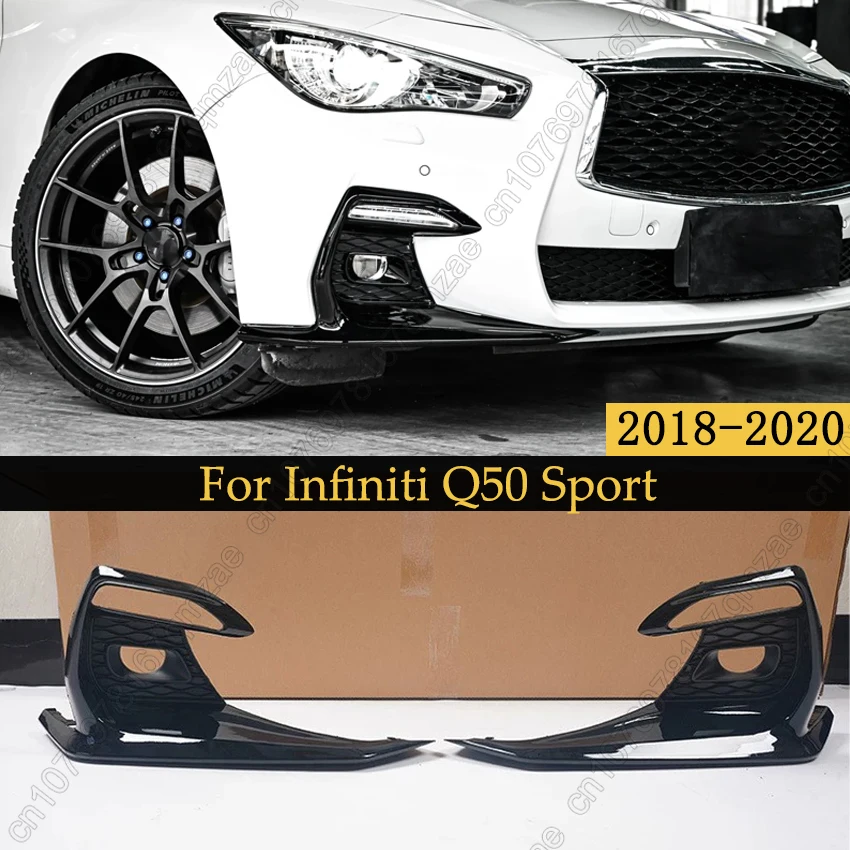 

1Pair Car Left Right Front Bumper Fog Light Fog Lamp Cover Grille Frame For Infiniti Q50 Sport 2018 2019 2020 Body Trim Kits