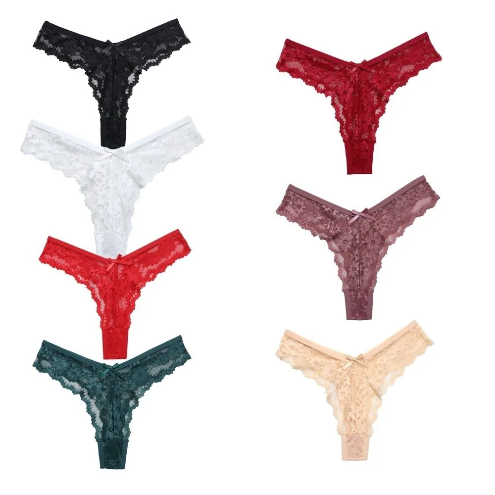 Cotton Crotch Women Briefs Traceless Low Waist Lace Panty Shorts Seamless Invisible Floral Embroidery Pants Daily Wear