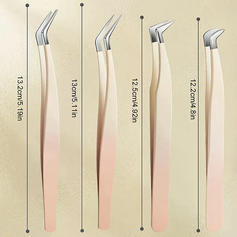 1 Stück Wimpernpinzette Verlängerung Edelstahl Superharte Pinzette mit Faserspitzen Hochpräzise antistatische Pinzette