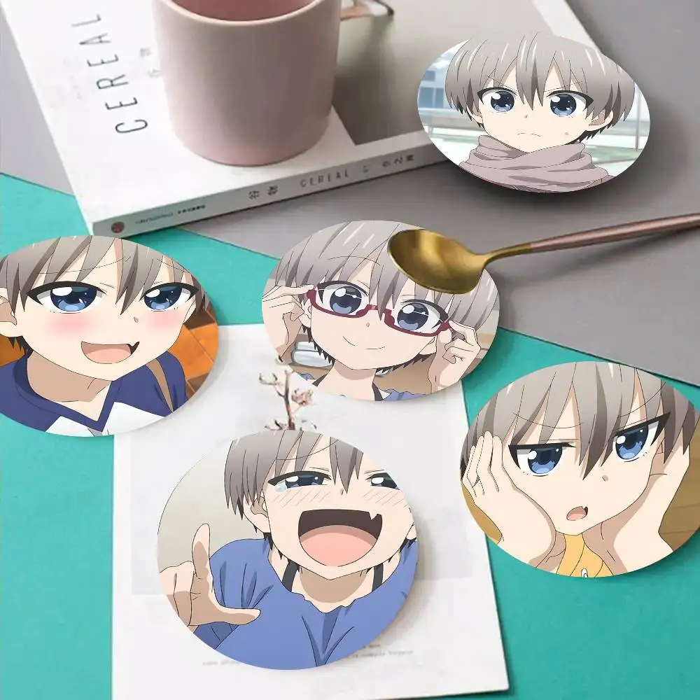1pc Hana Uzaki Anime Characters Wooden Coaster Colour Printing Cup Mat Home Desk Decoration Gifts