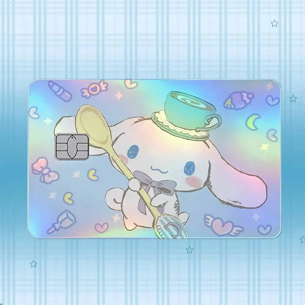 C-Cinnamoroll Laser-Holografischer Karten-Skin-Aufkleber für Kredit- und Debitkarten – 4 Stück/Set, wasserfester, kratzfester Schutz – Detail 3