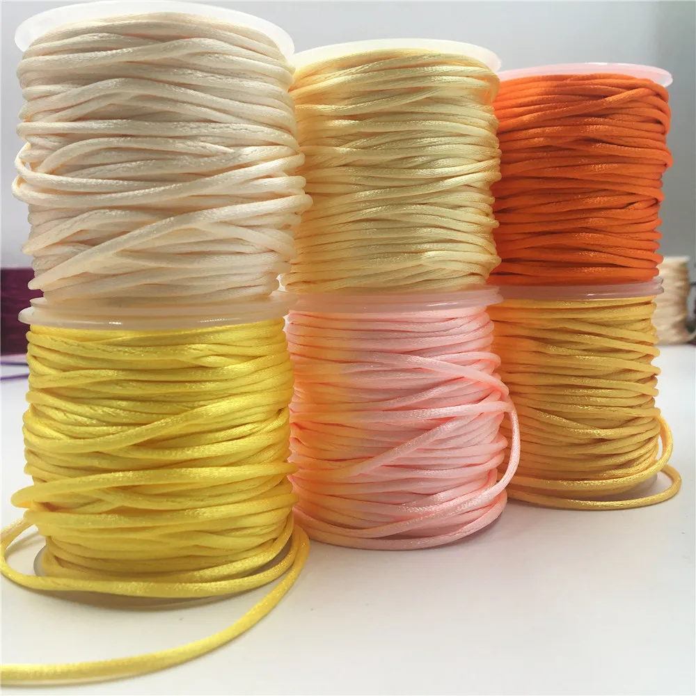 2mm 30meters/roll Rattail Satin Cord Thread Chinese Knot Macrame Bracelet Braided String DIY Tassels Beading Thread