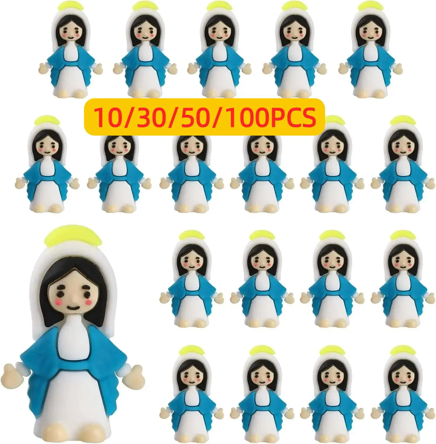 10-100 Figuritas de la Virgen María Pequeñas al por Mayor, Mini Figuras de Jesús y la Virgen María para Pascua, Rellenos para Huevos de Pascua del Día de Acción de Gracias