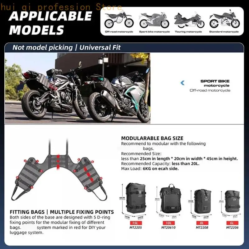 Motorrad-Oxford-Montagebasis für Sturzbügel oder Tankbereich-Aufbewahrung, Verwendung H8WE – Detail 4