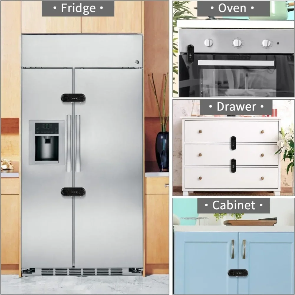 Cabinet Password Lock for Refrigerator and Wardrobe Child Safety Combination Lock Compatible with Flat Panel Doors