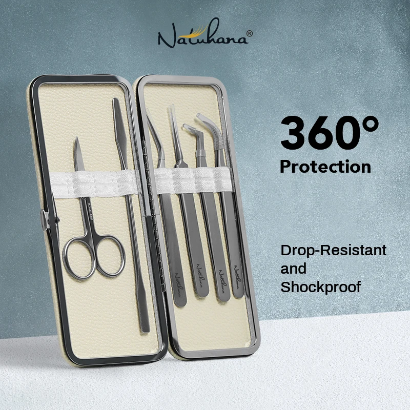 NATUHANA Eyelash Extension Tweezers Case Protective Storage Box Lash Makeup Tools Holder Colorful Tweezers Cover Case