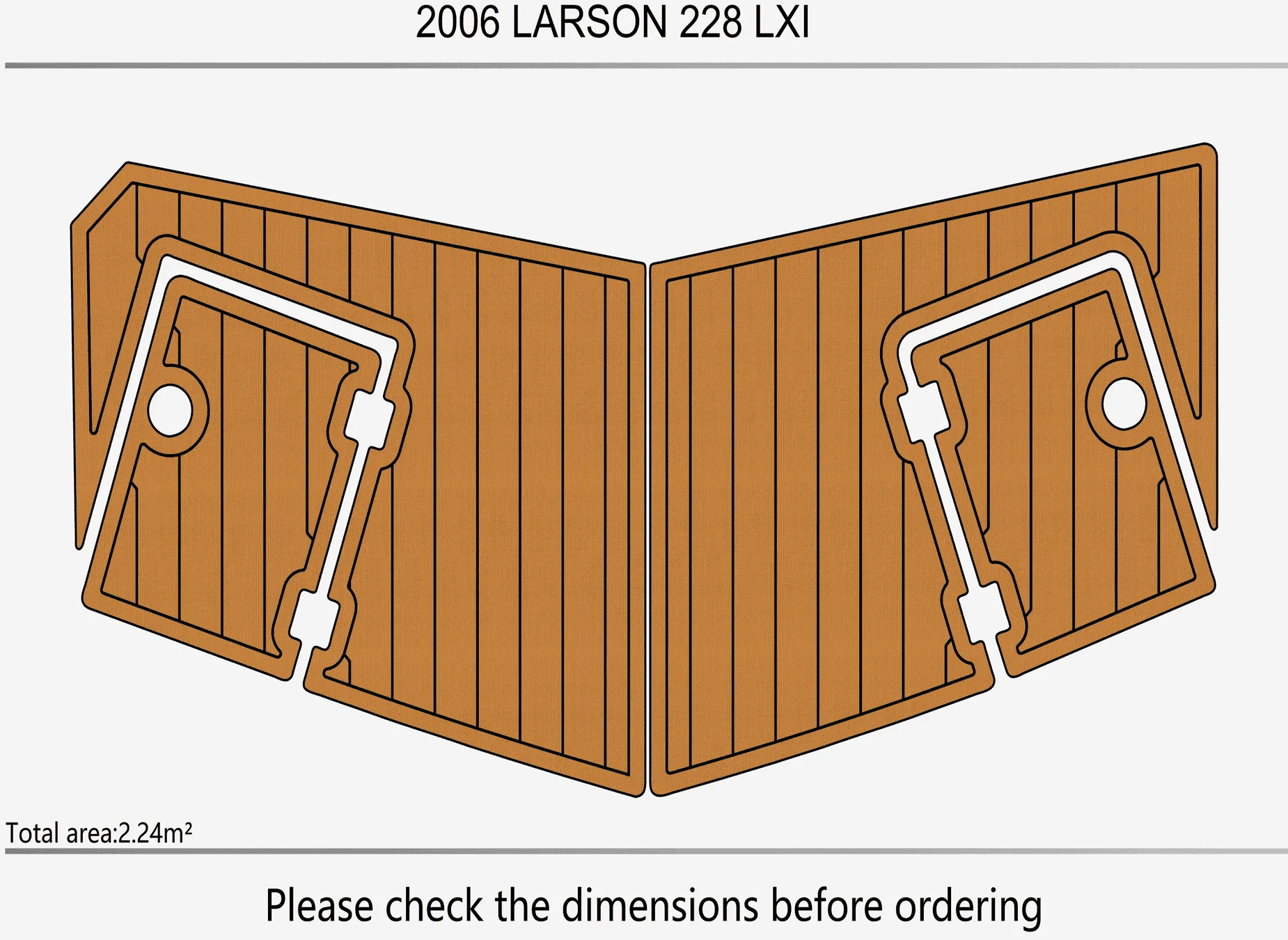 Non-Slip EVA Faux Teak Marine Mat Self-Adhesive 6mm Yacht Cockpit Pad for 2006 Larson 228 LXI Boat Decking Easy Install