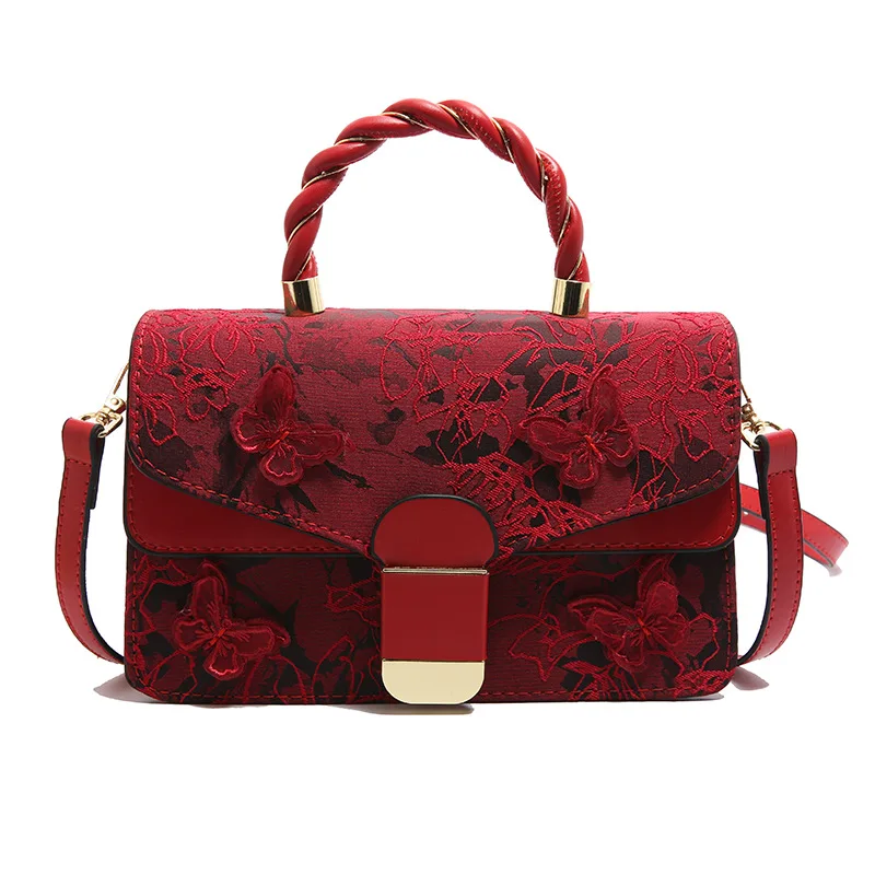 

Women Fashion Embroidered Small Square Bag New High End Butterfly Decor Crossbody Bag 2026 PU Handheld Single Shoulder Bag