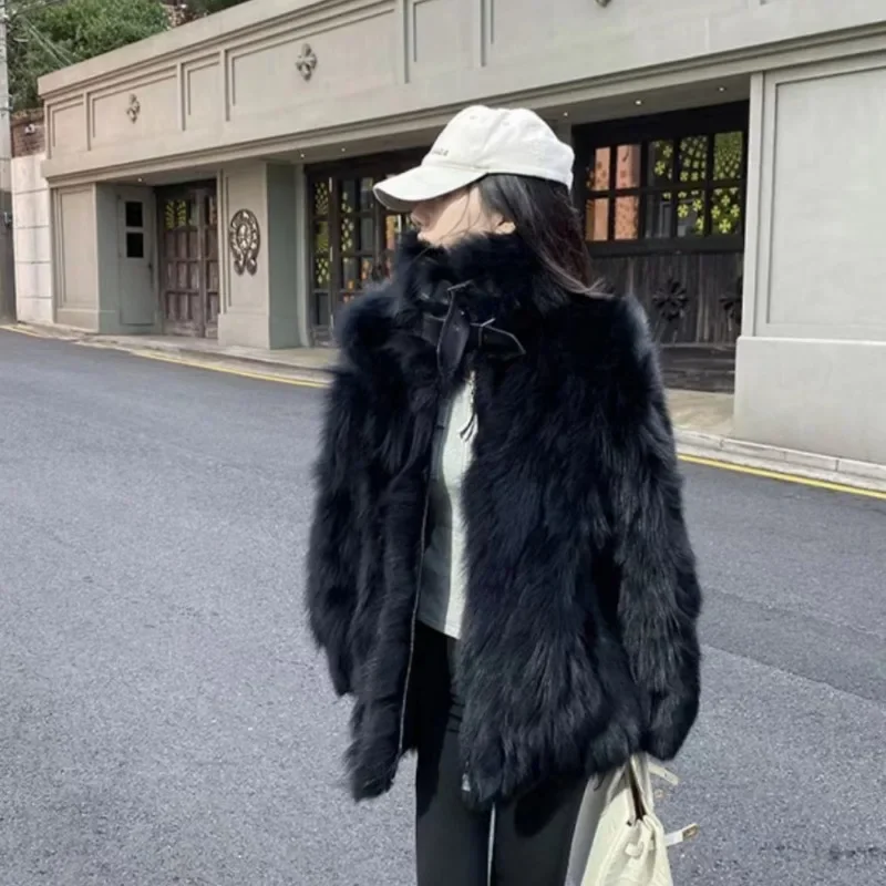 2023 Autumn Winter New Faux Fox Fur Grass Coat Women's Haining Fashion Short Style Slim Young Fur Comfortable Casual Coat